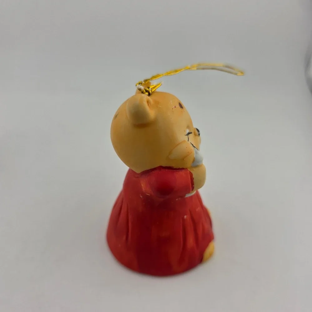1986 Giftco Mouse‎ in Stocking & Sleepy Bear Nightgown Porcelain Bell Ornaments